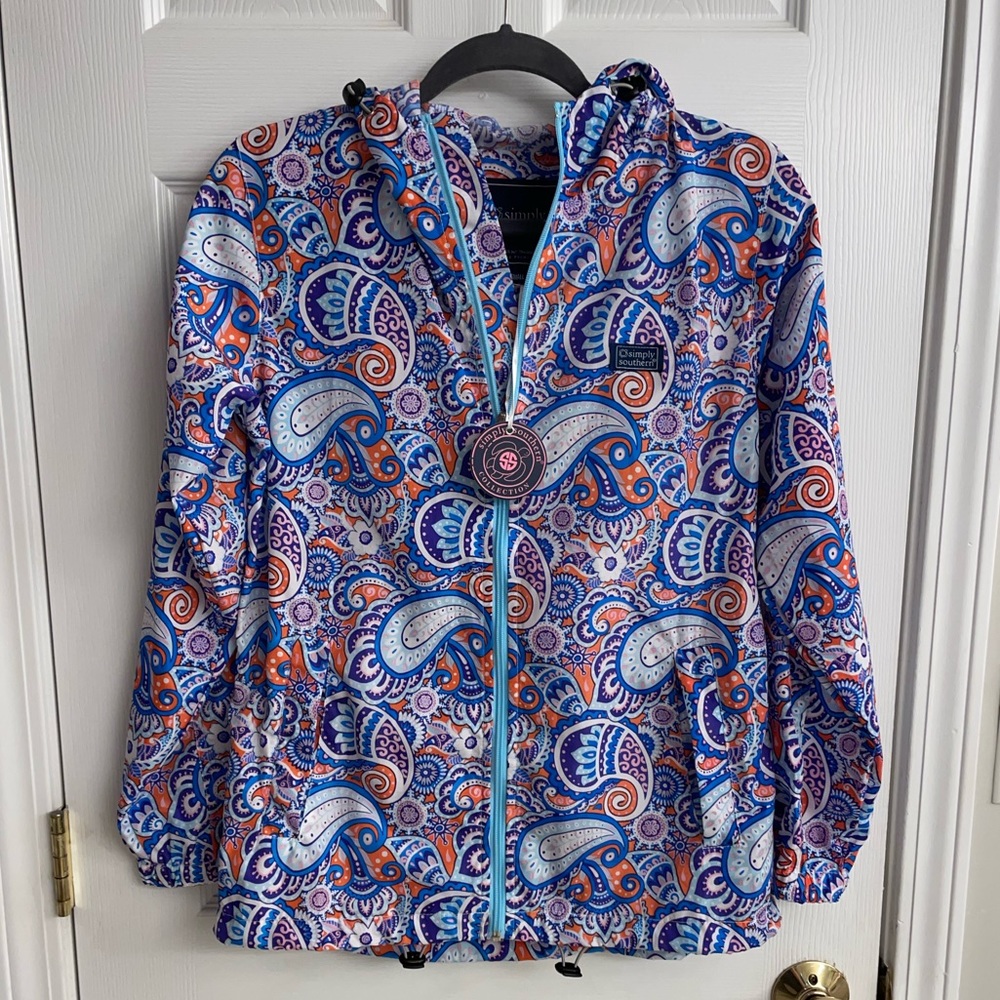 Simply Southern Thin Rain Jacket Paisley Print NWT Women’s Small